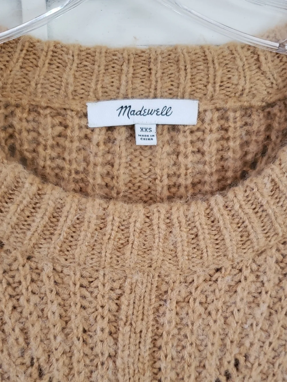 Madewell Camel Knit Crewneck Sweater Alpaca Blend XXS - Picture 2 of 5